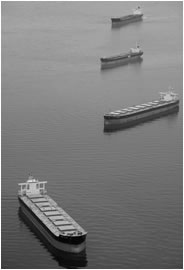 Vessels Waiting, Vancouver Harbour, Canada, 2013